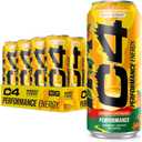 C4 Performance Energy Drink, Mango Fuego, Zero Sugar Carbonated Preworkout Energy, 200mg Caffeine with Beta Alanine, 16 Fl Oz (12 Pack) (EXP 12/01/27)
