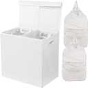 Simple Houseware Double Laundry Hamper with Lid and Removable Bags, White