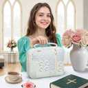 WOBAGMEN Bible Cover Case for Women,Large Bible Tote Bags Organizer Quilted Carrying Case for Girls,Bible Study Supplies Accessories Christian Gifts for Women (greenblue pin, M)