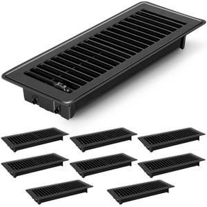 Floor Vents Floor Registers 4x12 inch, Heavy Duty Metal Heat Air Vent Covers 4 X 12 with Rust Proof Finish for Home Office Wall Floor Registers Grilles & Vents (8, Black, 4x12 Inches)