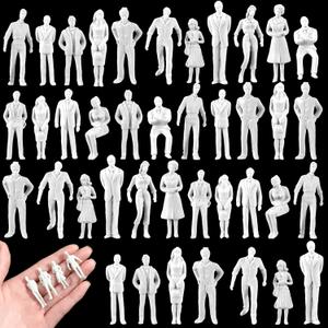 Namalu 47 Pcs 1:25 Scale White Unpainted Mini People Figures Miniature People for Model Train Architectural Standing and Sitting Mini Diorama Figures for Architectural Project Miniature Scenes