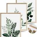 UPWOIGH 12x16 in Green Framed Wall Art, Olive Leaf Plant Canvas Wall Decor, Set of 3 Neutral Botanical Prints Artwork for Living Room and Bedroom, Gift