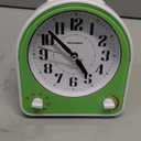 Peakeep Analog Alarm Clock Non-Ticking Silent, Optional 7 Wake-up Sounds with Volume Control, Nightlight and Snooze, AA Battery Operated (Green)