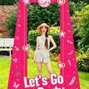 Tall Life Size Hot Pink Girls Photo Booth for Girls Birthday Party Photoshoot Princess Doll Let's Go Bachelorette Theme Party Decorations Girl Birthday Party Supplies Favors (4.9 Ft x 3.2 Ft)