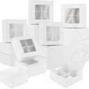 QTLCOHD 50 Pcs Bakery Boxes with Window 6 x 6 x 3 Inch Muffin Boxes 4 Count White Cookie Box Cupcake Containers for Cookies Pastries Cake Dessert Treat