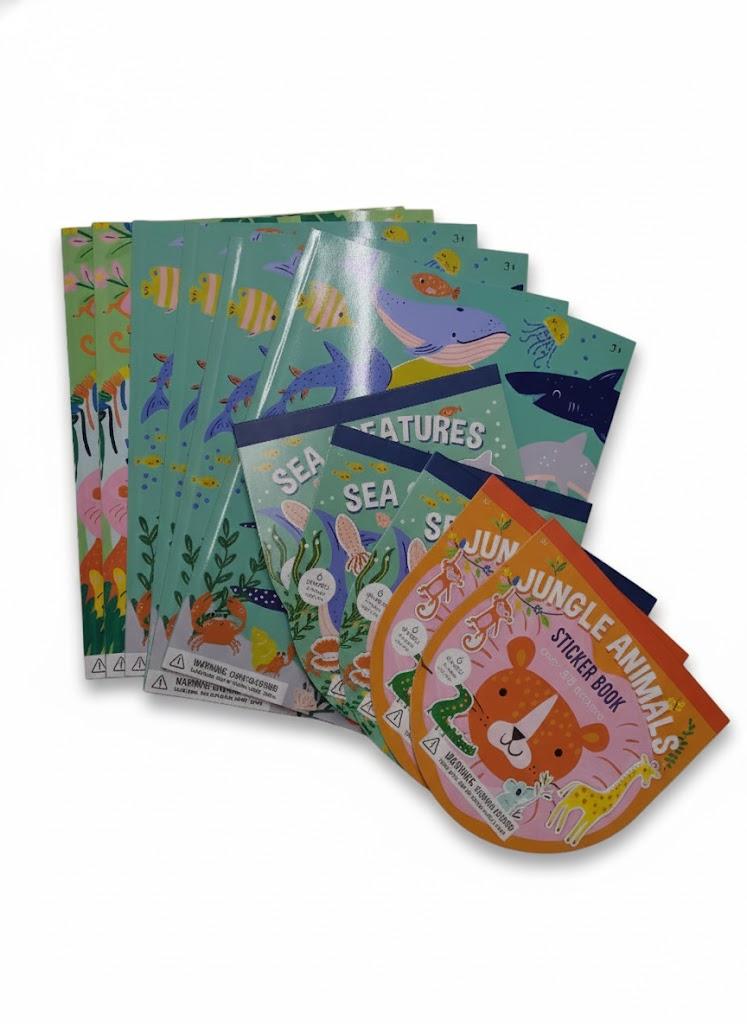 COLORING & ACTIVITY BOOK 40 PAGES (6 PACK), SEA CREATURES STICKER BOOK OVER 1200 STICKERS (4PACK)