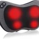 Shiatsu Neck and Back Massager with Heat - Deep Tissue Massage Pillow for Neck, Back & Shoulders Pain Relief, Ergonomic Design Electric Massager for Home, Car, Office Use, Gray