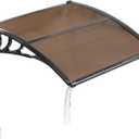 VEVOR Awnings for Door Entrance, 38" x 40" Window Door Awning Canopy Exterior with Drainage & ABS Bracket, Polycarbonate Cover Patio Door Awnings for Sun, UV, Rain, Snow ProtectionBrown
