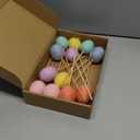 12 Pcs Easter Eggs Picks Felt Easter Floral Picks for Tree Felt Egg Stick Use As Gift Artificial Bouquet Centerpiece Vase Filler Cake Topper DIY Crafting for Spring Basket Decor(Light Colors)