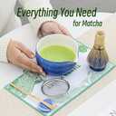 2 x Matcha Whisk Set,7 Pcs Matcha Set Blue,Matcha Kit for Ceremony,480 ML Ceramic Bowl(chawan) with Spout,Bamboo Whisk(100 prong) and Holder,Tradition Tea Set,Gift for Matcha Lovers