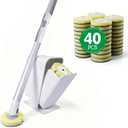 Eyliden Toilet Bowl Wand Kit with 40 Refills, Disposable Toilet Brush with Pre-Soaked Sponge Heads, Hands-Free Click Mechanism, Wall-Mount Holder, Bathroom Toilet Scrubber, White