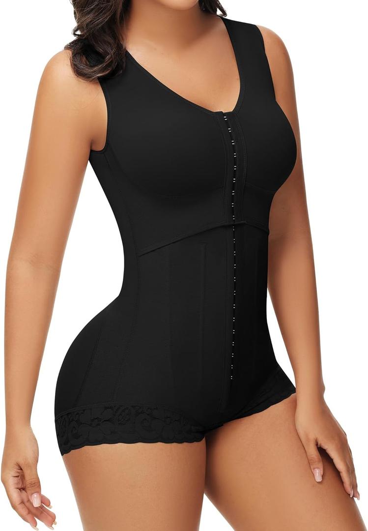 SHAPSHE Fajas Colombianas Moldeadoras BBL Post Surgery Stage 2/3 Body Shaper Tummy Control High Compression Garment Shapewear (Small, Black With Steel Bones)