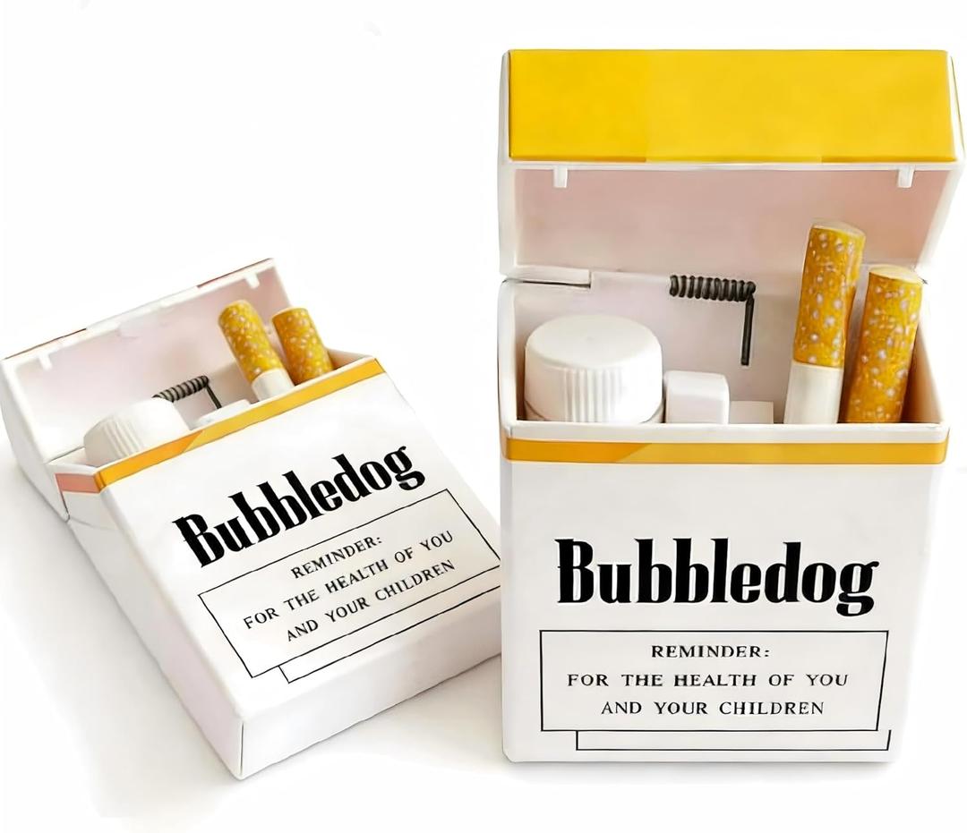 Bubble Blower Set with 2 Wands Refillable Bottle, Cigarette Blower Kit Ideal for Relaxation & Holiday Parties