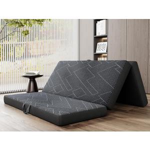Vamcheer Tri Folding Mattress, 4 inch Full Foldable Mattress, Tri-fold Memory Foam Mat with a Collapsible and Washable Cover, Handle & Non-Slip Bottom, for Travel/Guest, 73"x52"x4", Grey