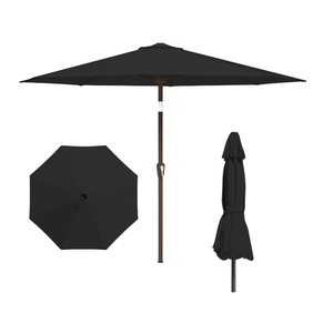 11FT Patio Umbrella, Outdoor Umbrella with with 8 Sturdy Fiberglass Ribs,Market Table Umbrella with Push Button Tilt and Crank,Suit for Backyard,Garden,Pool,Deck, Black