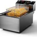 Electric Deep fryer Single Tank Deep Fryer with Basket Capacity 10L(10.5QT) Electric Countertop Fryers with 60 Minute Timer for Home Kitchen and Restaurant, 1700 Watts, 110V(10L)