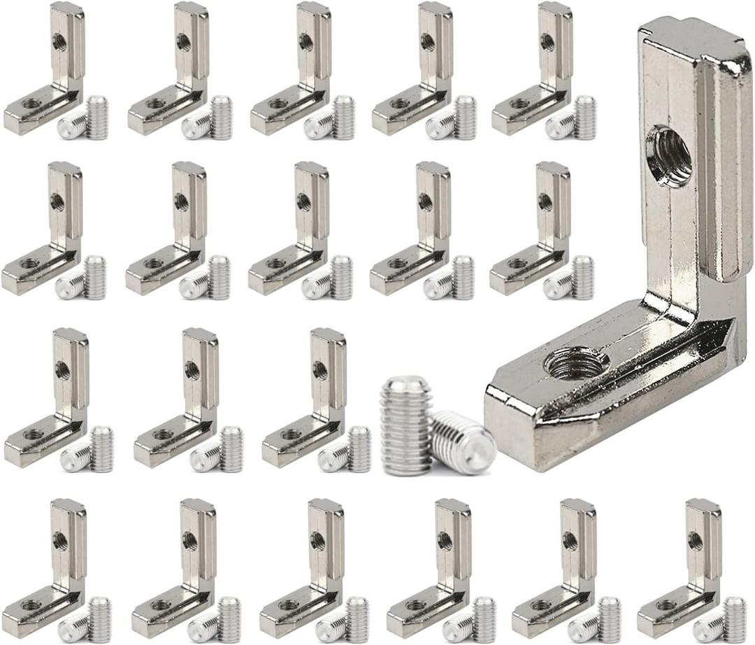 20pcs/lot 1.5" x 1.5" Aluminum Extrusion Profiles 1515 Series LShape Corner Connector Joint Bracket with Screws for 15x15 Aluminum Profile 1.5 Inches x 1.5 Inches Extrusion Profiles Rail