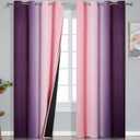 Estelar Textiler Pink and Purple Ombre Blackout Curtains 90 Inches Long 2 Panels Set, Thermal Insulated Gradient Drapes for Bedroom, Full Room Darkening Energy Saving Curtains for Living Room, 52"W x 90"L (Pack of 2), Pink and Purple