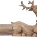 TANGWIN Wood Decorative Curtain Rods for Windows:72-144 Inch Wooden Boho Farmhouse Curtain Rod for Bedroom Living Room,Heavy Duty Adjustable Rustic Drapery Rods with Vintage Imitation Wood Deer Finial