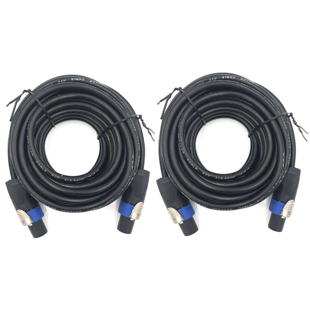 2 Pack 50ft Pro Speak on to Speak on Cable, Pair 12AWG Patch Cords, Professional Speak on Audio Cable Cord with NL4FC Connectors