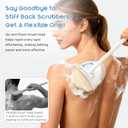 3-in-1 Flexible Up-Down Back Scrubber for Shower for Men & Women, 3 Detachable Back Brush Heads (Silicone/Sponge/Bristle), Ergonomic Long Handle Body Scrubber for Body Cleaning & Exfoliation (White)