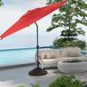 Abba Patio 9FT Lyon Outdoor Patio Umbrella Outdoor Table Umbrella with Push Button Tilt and Crank Market Umbrella 8 Sturdy Ribs UV Protection Waterproof for Garden Deck Backyard Pool Dark Red