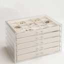 GUOER 5 Drawers Clear Jewelry Box for Women and Girls, Acrylic Earring Holder Organizer Ring Holder Display Storage, Mother's Day Warm White