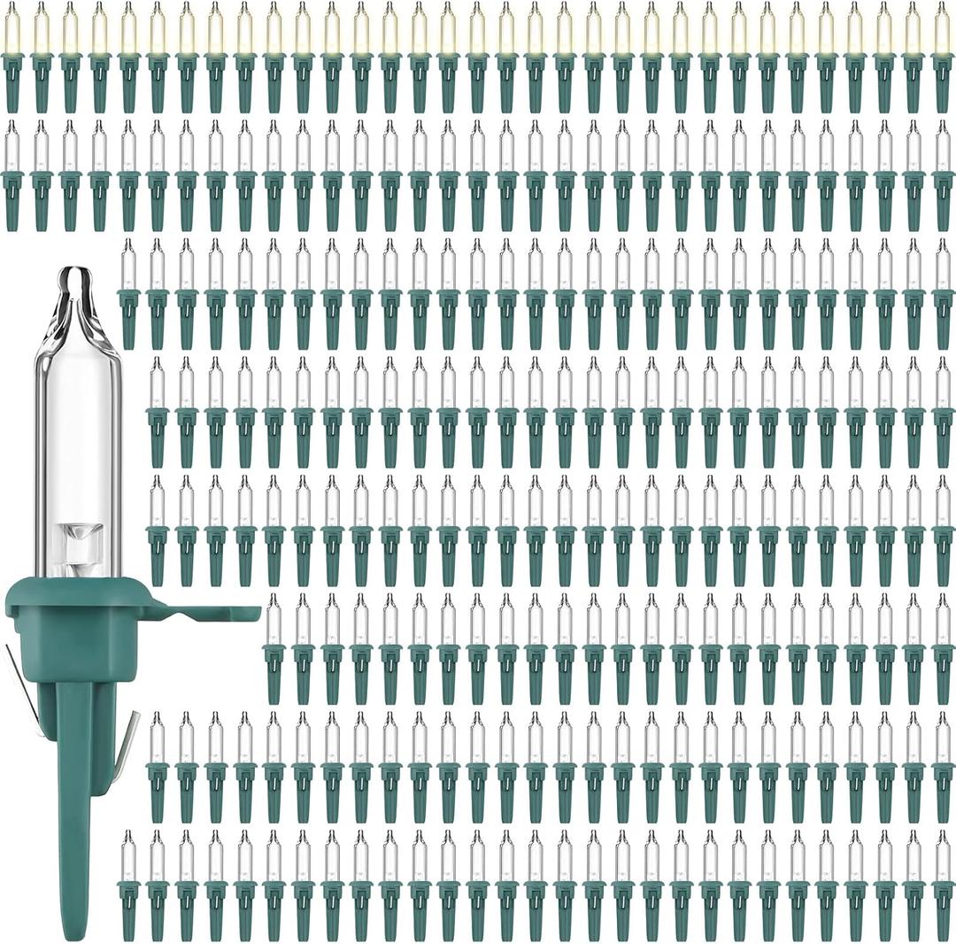Riakrum 150 Pcs Christmas Replacement Mini Light Bulb 3 Volt 0.06 Watt Christmas Tree LED Light Bulbs Warm White Xmas Lights with Green Base for Party Holiday Indoor Outdoor Supplies