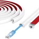 78" Wall Cord Hider, Self Adhesive Silicone Cord Covers for Wires On Wall, Cord Hider for Wall Mount TV, Flexible Cable Cover Raceway Kit for 1 Wire, White (0.59" W x 0.39" H)