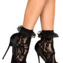 Leg Avenue Women's Ruffle Cuff Lace Anklet Socks (Black)