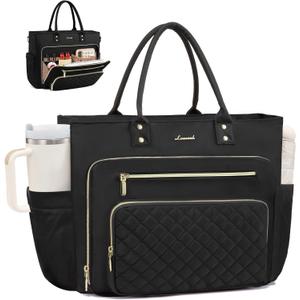 LOVEVOOK Laptop Tote Bag for Women, Work Bags Computer Laptop Bag, Teacher Tote Bag, Professional Briefcase Business Large Purses Handbag, Black, 17 Inch