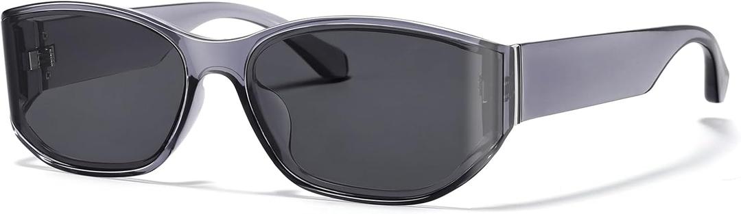 Wrap Around Sunglasses for Women Men Curved Rectangle Sun Glasses Fashion Trendy Fashion Shades