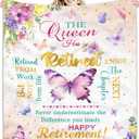 Retirement Gift for Woman Blanket 60"x50", The Queen Has Retired, Best Retired Present, Farewell Gifts for Coworkers, Going Away Goodbye Merch for Mom, Grandma, a Teacher, Nurse Throw Blankets