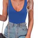 SAUNGKUAI Women’s Bodysuit Sexy Plunge Deep V Neck Backless Sleeveless Tank Thong Body Suits Outfits for Going Out Royalblue L