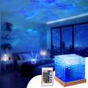 Ocean Wave Ceiling Projector, Colors Changing Show Aurora Glow Lamp with Remote, Sunset/Cloud Led Night Light, Northern Lights, Luminorthe Cube lamp for Bedroom/Room Decor(Big)