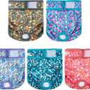 wegreeco Female Dog Diapers, Washable Reusable Pet Puppy Doggie Diapers for Small Medium Large Female Dogs in Heat Period, Doggy Period Panties Medium, Small Floral Pattern (Medium (Pack of 5))