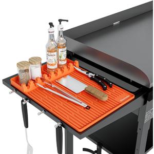 Silicone Griddle Tools Mat for Blackstone - 16 Inch Food Grade Silicone Spatula Mat with Drip Pad, Thickened Side Shelf BBQ Grilling Gadgets Accessory for Outdoor Kitchen Counter Must Have