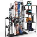 Freestanding Ski Rack, Ski Storage Rack w/Width-Adjustable Bars, Ski & Snowboard Rack Organizer for Garage, Home