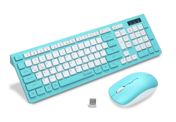 RECCAZR Wireless Keyboard and Mouse Combo for Windows, 2.4 GHz Wireless, 12 Multimedia and Shortcut Keys, 3-Year Battery Life, for PC, Laptop(Blue)