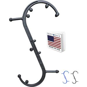 Body Back Buddy Classic USA Made Handheld Massage Cane - Full Body Trigger Point Tool for Deep Tissue Pain Relief - Dual Hooks for Back, Shoulder, Neck - (2.0 Black)