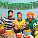 Football Party Decorations 10 Pack 98 FT Green Brown Foil Fringe Garland Metallic Tinsel Streamer for Superbowl Birthday Decorations Football Party Supply