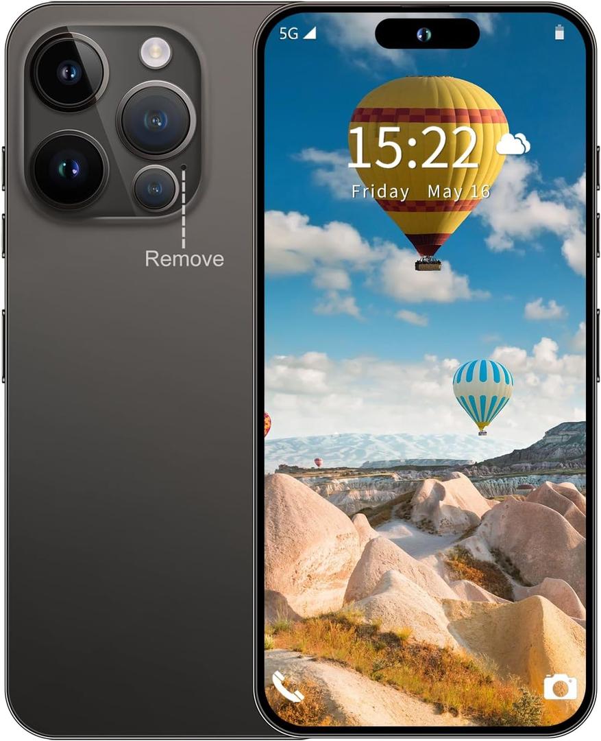 16PROMA X Unlocked Smartphone 6.9" HD Screen 6+256GB Smartphone with 128G Memory Card New System 6800mAh Long Battery Dual SIM/Fingerprint Lock/Face ID/GPS (Black)