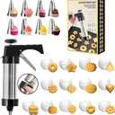 Cookie Press Black - Spritz Cookie Press Kit with 13 Discs & 8 Piping Tips | Perfect for Thanksgiving Christmas, Baking & Cake Decorating
