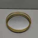 Gold Mirrored Vanity Tray for Bathroom Counter,Metal Decorative Jewelry Storage Tray Cosmetic Perfume Organizer for Dresser,Bedroom,Home Decor,Suit for Candle Holder,Coffee Table Centerpiece,S (6.8")