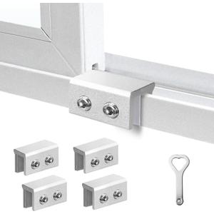 Window Locks for Up and Down Windows 4 Pack Window Stopper Sliding Window Lock for Vertical Horizontal Sliding Windows Doors with Key Aluminum Window Security Locks Child Proof(Silver Medium)