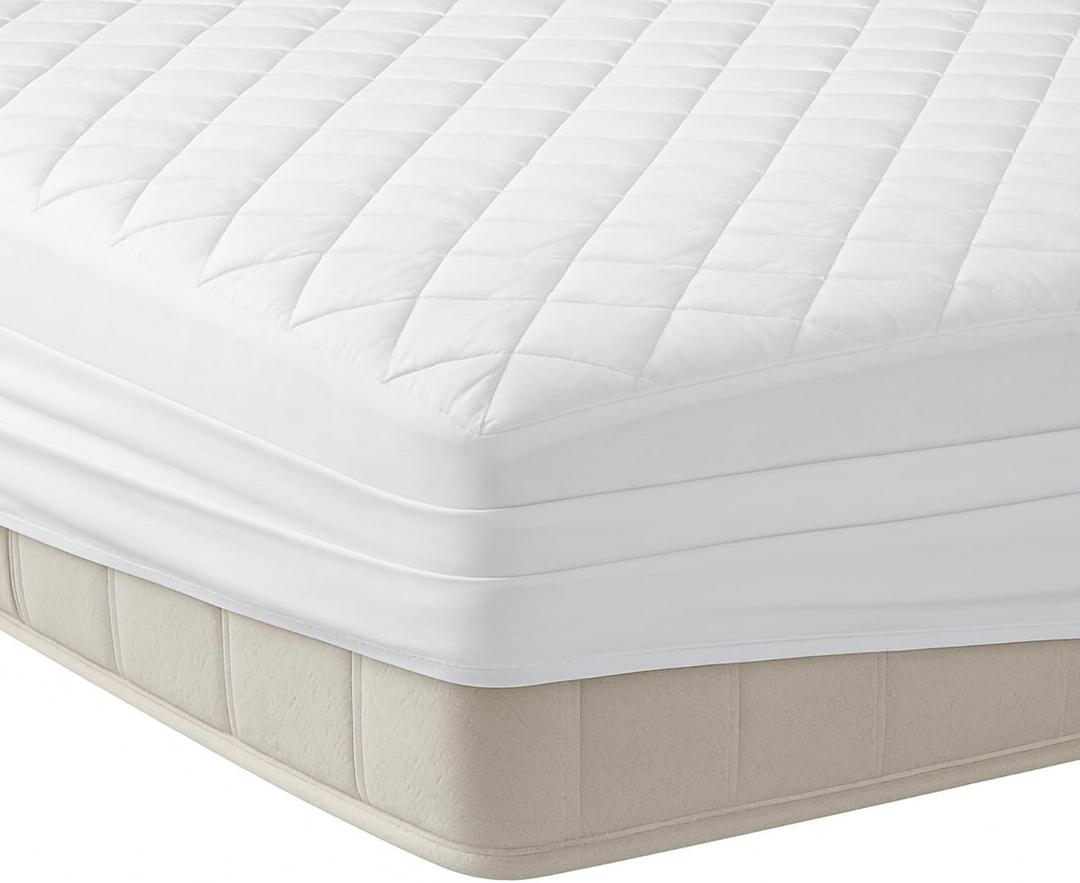 YATAS BEDDING Perle Quilted Fitted Mattress Protector, Machine Washable and Easy Care, Superior Protection and Comfort,100% Cotton Breathable top, White (White, King) - 76"x80" - 14" Deep Pocket