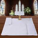 4 Pack Altar Supplies Linen Corporal for Churches Sets (Pall,Corporal,Purificator,Towel) White Linen Altar Cloth Silver Cross Embroidery,Mass Kit Catholic for Priest