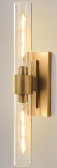 BlesULuk Champagne Brass Bathroom Wall Sconce - Modern Gold Light Sconces - Dimmable Lighting Fixtures - Vertical or Horizontal Mounted Clear Glass Tube Vanity Lights for Indoor Living Room Hallway