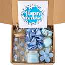 Birthday Gifts For Women, Teen Girl, Her, Happy Birthday Gift Box For Girl, Women, Sister, Daughter, Friends, Cute Daisy Aesthetic Glass Cups Gift Set 7pcs (Blue)