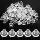 Litoexpe Glass Table Top Bumpers with Stem, Clear Rubber Grippers Anti Slip Patio Table Spacers for Furniture 1/4 Inch Hole, 60 Pieces Rubber Push in Bumpers